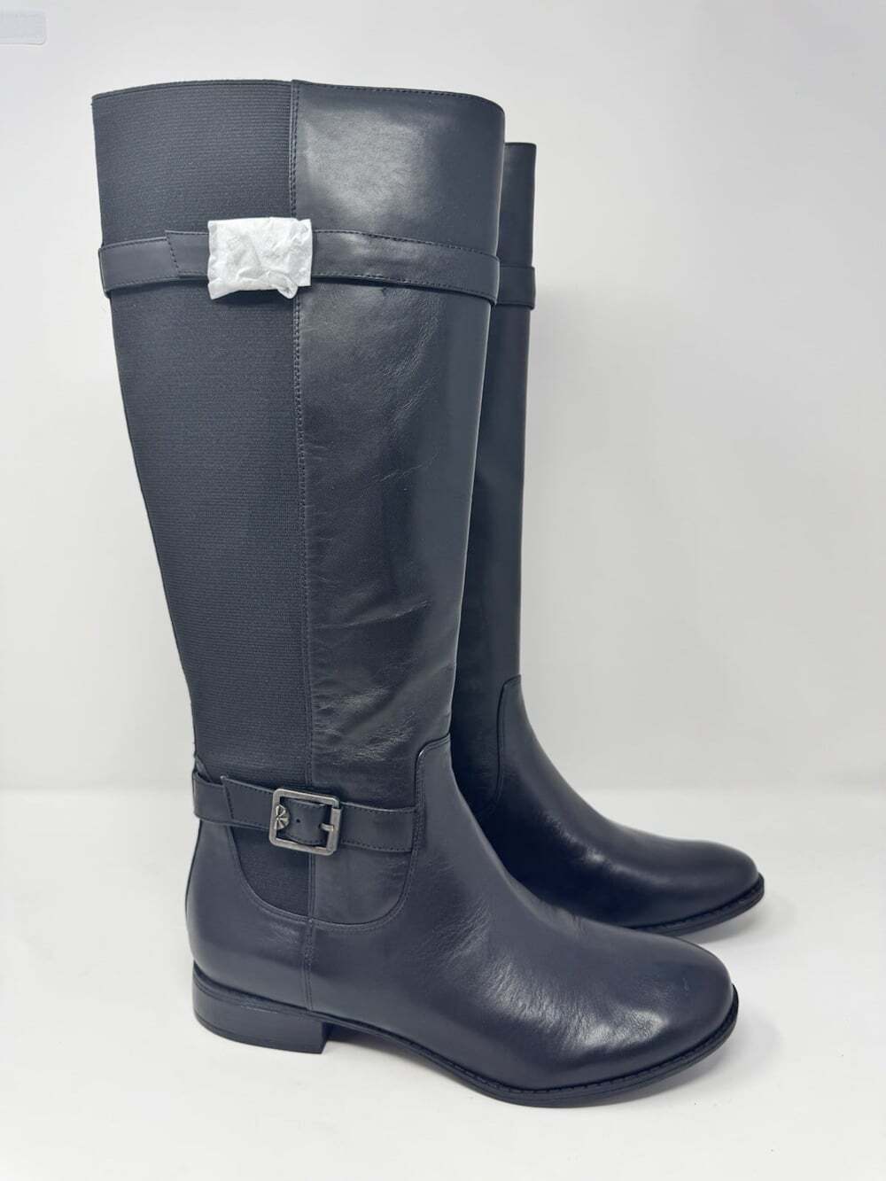 New Isaac Mizrahi Black Leather Riding Womens Boots Size 7.5